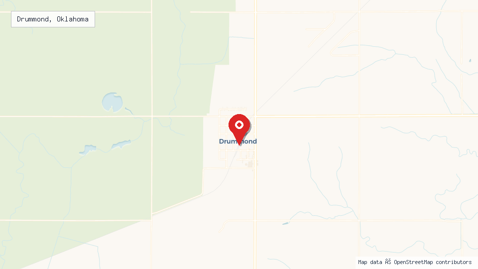 Street map of Drummond, Oklahoma with location pin