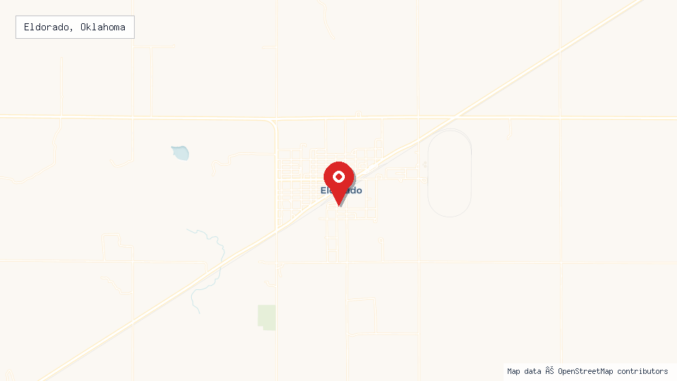 Street map of Eldorado, Oklahoma with location pin