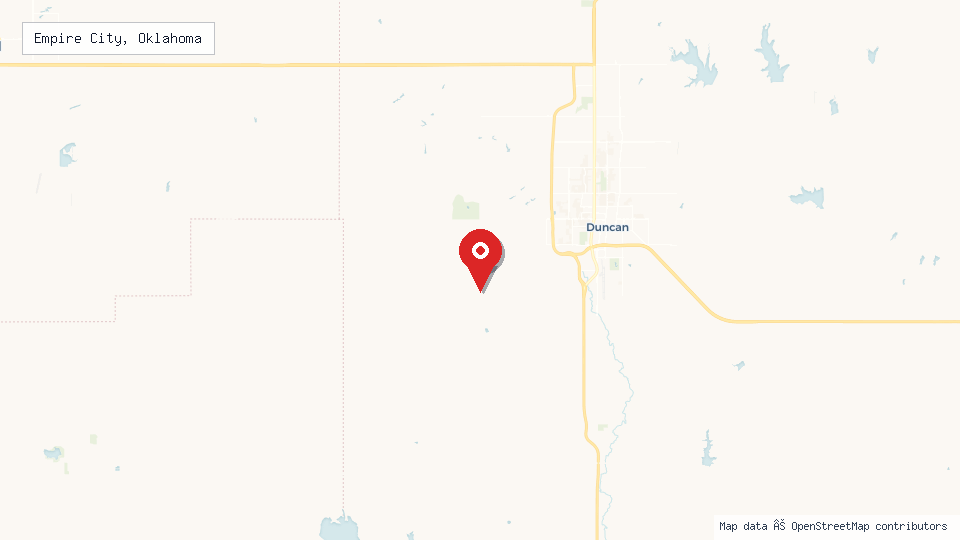 Street map of Empire City, Oklahoma with location pin