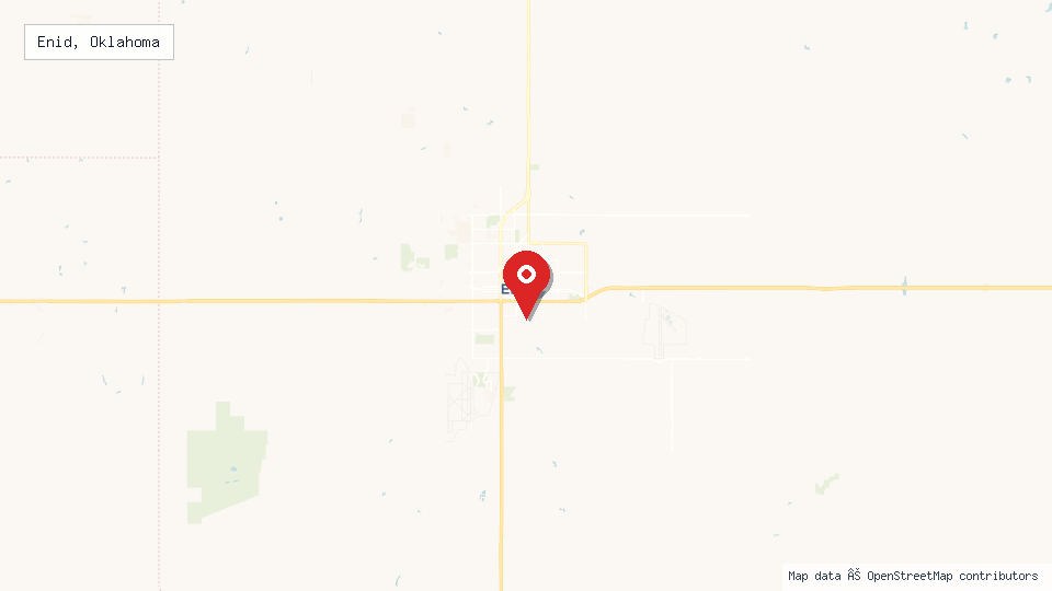 Street map of Enid, Oklahoma with location pin