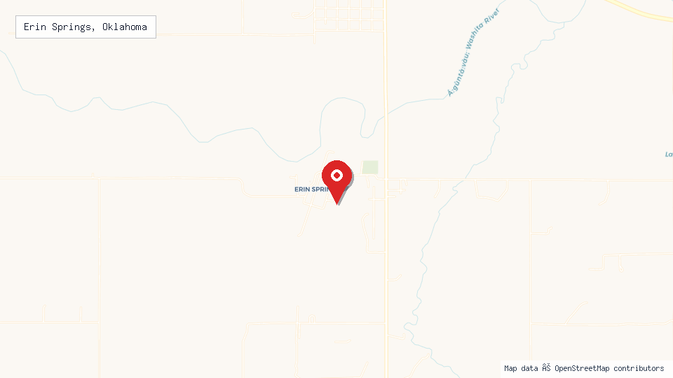 Street map of Erin Springs, Oklahoma with location pin
