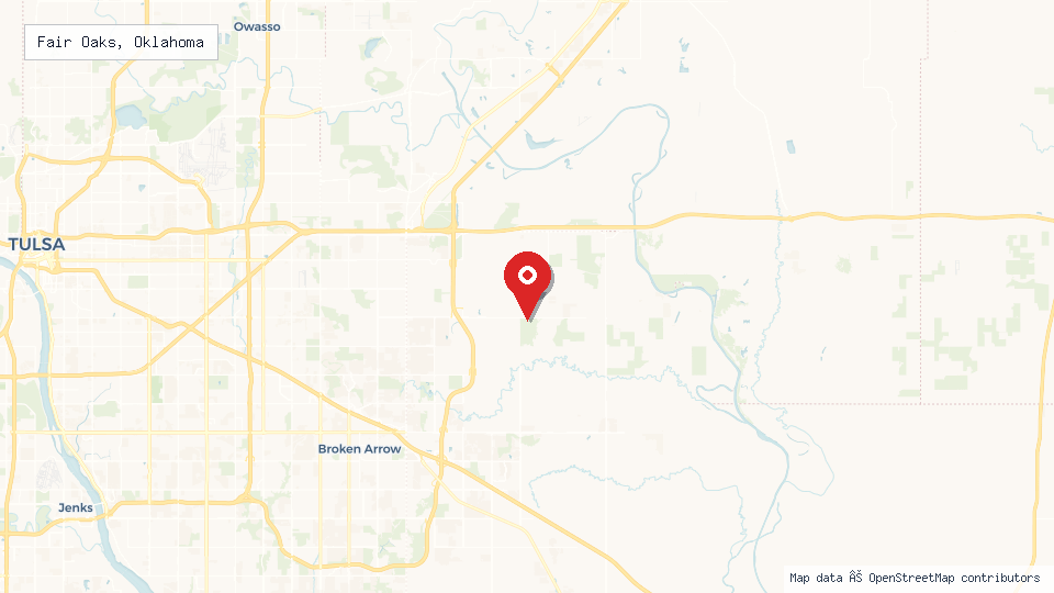 Street map of Fair Oaks, Oklahoma with location pin
