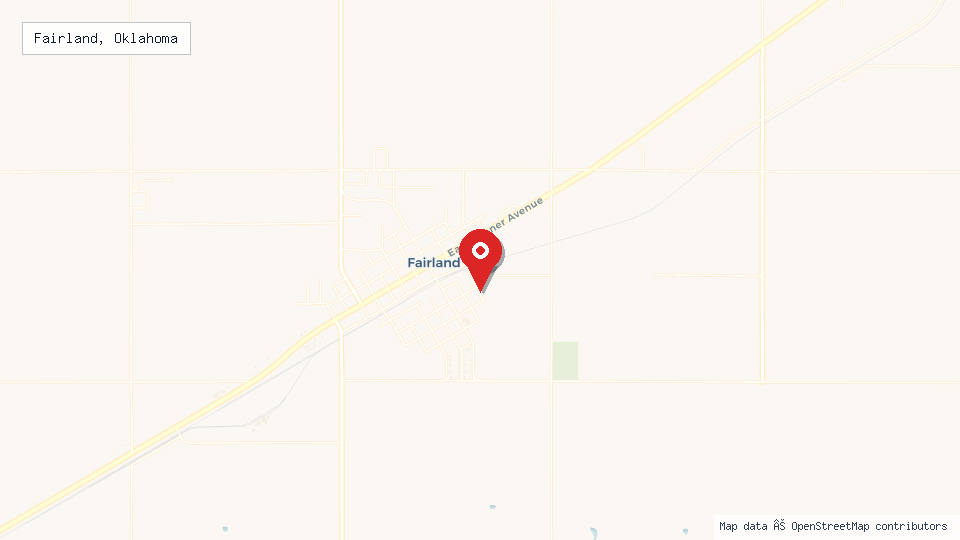 Street map of Fairland, Oklahoma with location pin