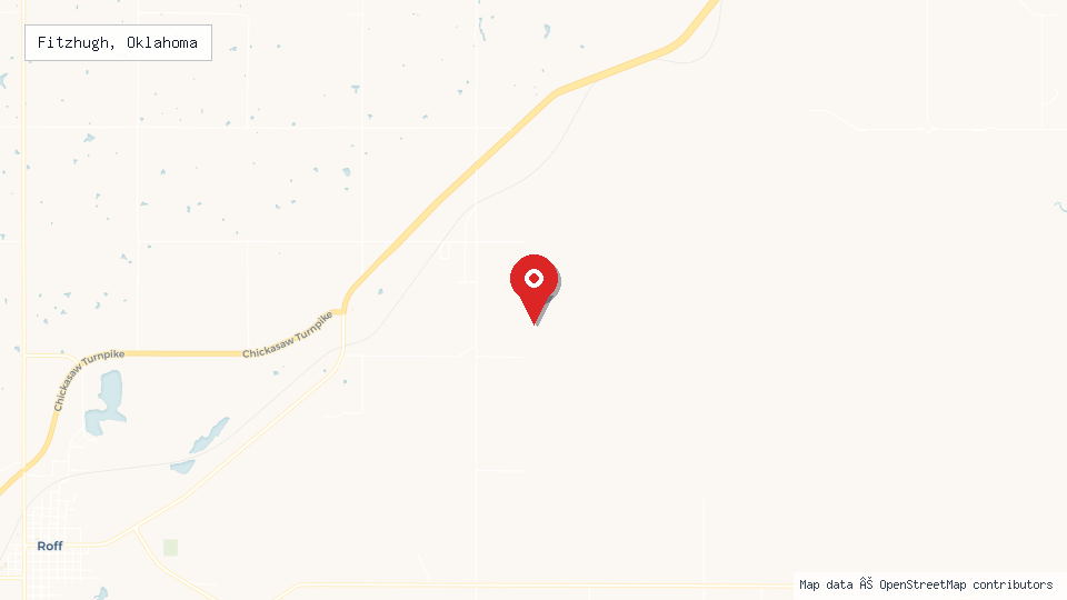 Street map of Fitzhugh, Oklahoma with location pin