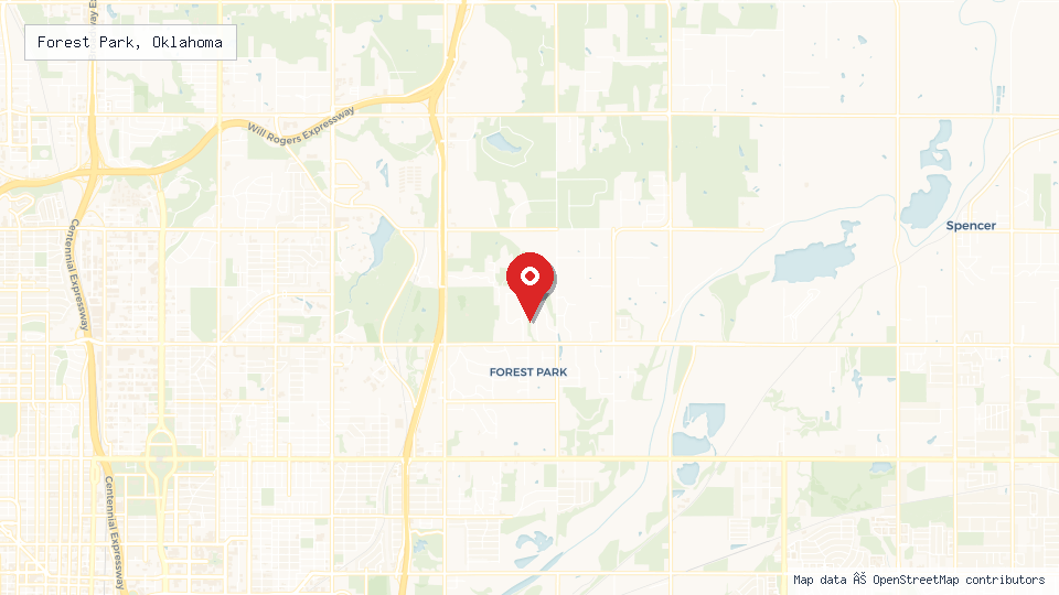 Street map of Forest Park, Oklahoma with location pin