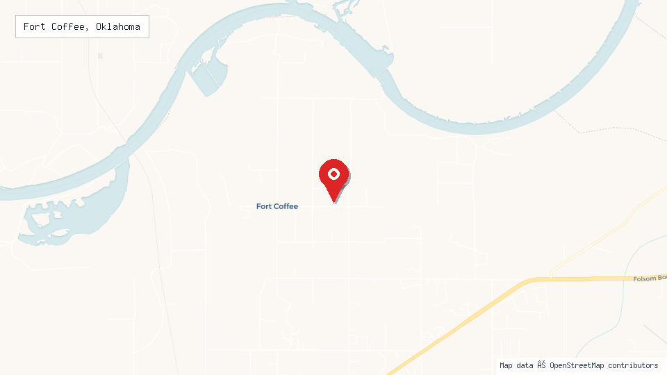 Street map of Fort Coffee, Oklahoma with location pin