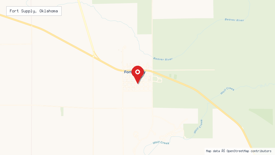 Street map of Fort Supply, Oklahoma with location pin