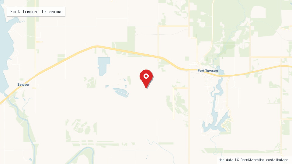 Street map of Fort Towson, Oklahoma with location pin