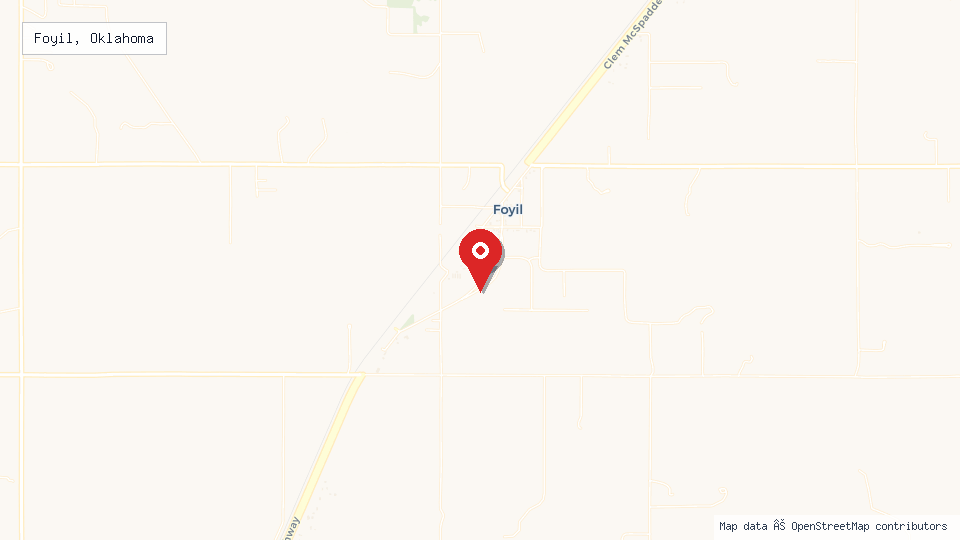 Street map of Foyil, Oklahoma with location pin