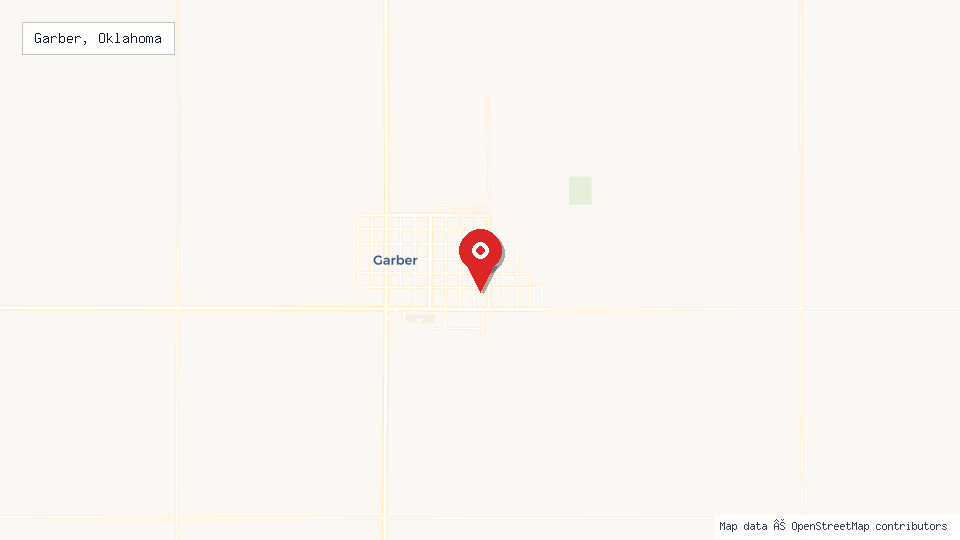 Street map of Garber, Oklahoma with location pin