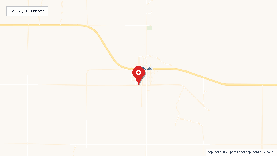 Street map of Gould, Oklahoma with location pin