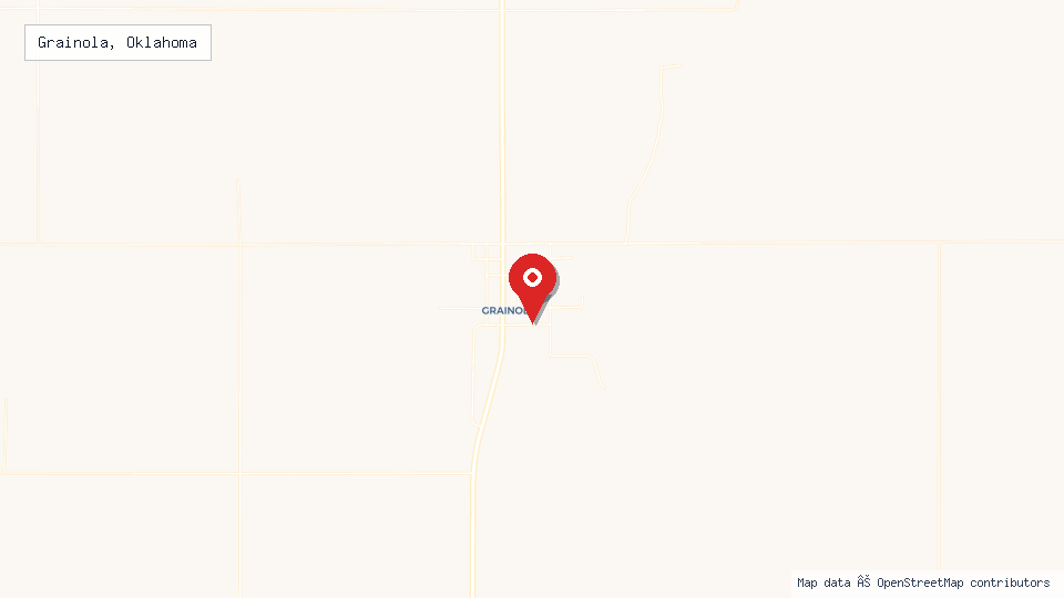 Street map of Grainola, Oklahoma with location pin