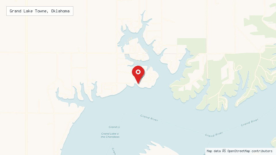 Street map of Grand Lake Towne, Oklahoma with location pin