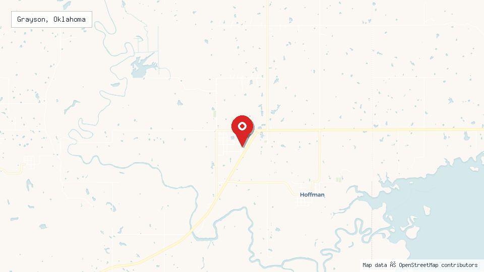 Street map of Grayson, Oklahoma with location pin