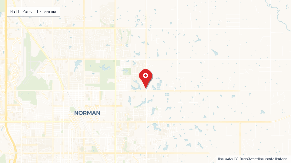 Street map of Hall Park, Oklahoma with location pin