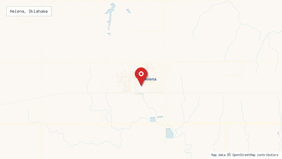 Street map of Helena, Oklahoma with location pin
