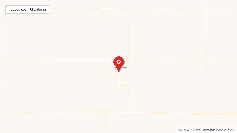 Street map of Hillsdale, Oklahoma with location pin