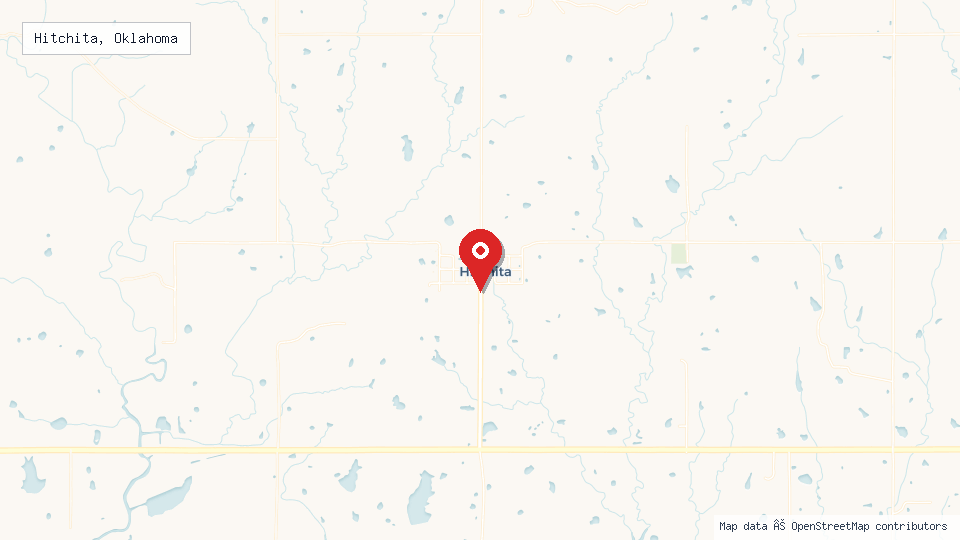 Street map of Hitchita, Oklahoma with location pin