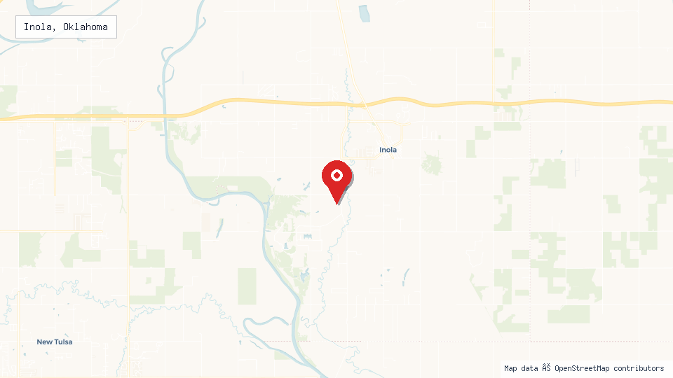 Street map of Inola, Oklahoma with location pin