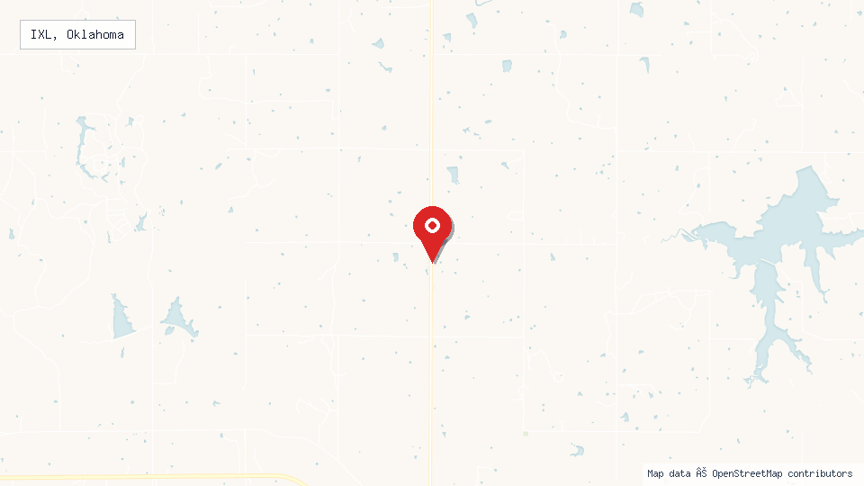 Street map of IXL, Oklahoma with location pin