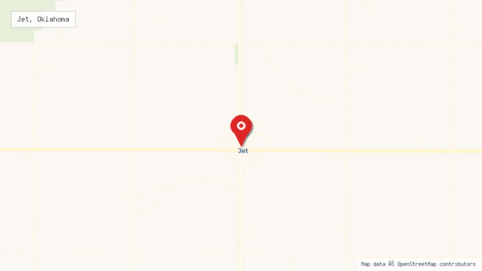 Street map of Jet, Oklahoma with location pin