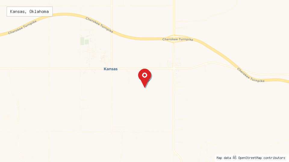 Street map of Kansas, Oklahoma with location pin