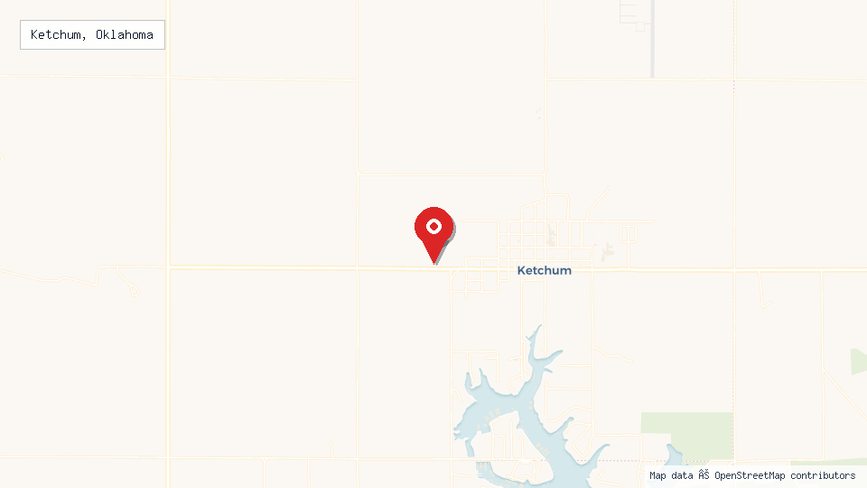 Street map of Ketchum, Oklahoma with location pin