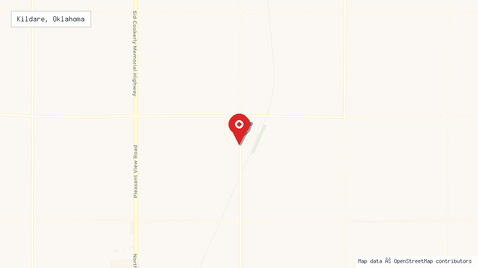 Street map of Kildare, Oklahoma with location pin