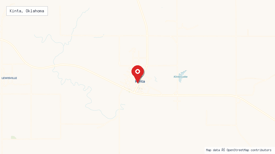 Street map of Kinta, Oklahoma with location pin