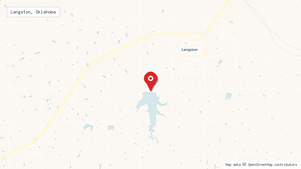 Street map of Langston, Oklahoma with location pin