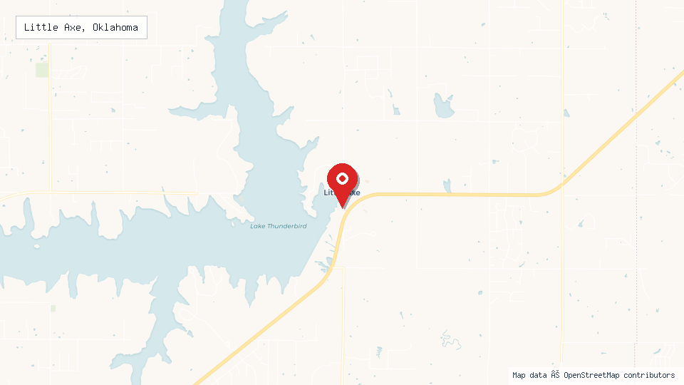 Street map of Little Axe, Oklahoma with location pin