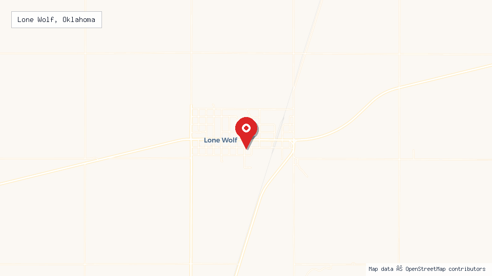 Street map of Lone Wolf, Oklahoma with location pin