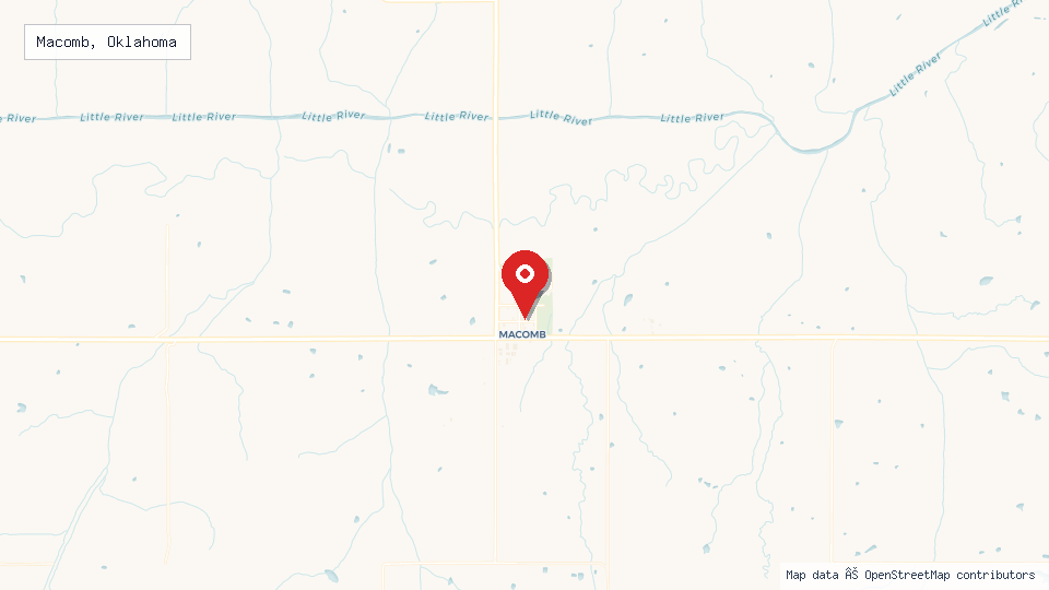 Street map of Macomb, Oklahoma with location pin
