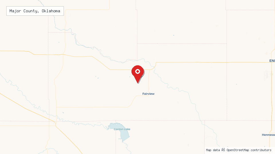Street map of Major County, Oklahoma with location pin