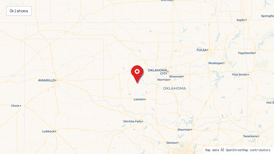 Street map of Oklahoma with location pin