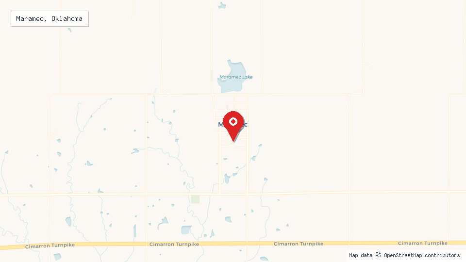 Street map of Maramec, Oklahoma with location pin
