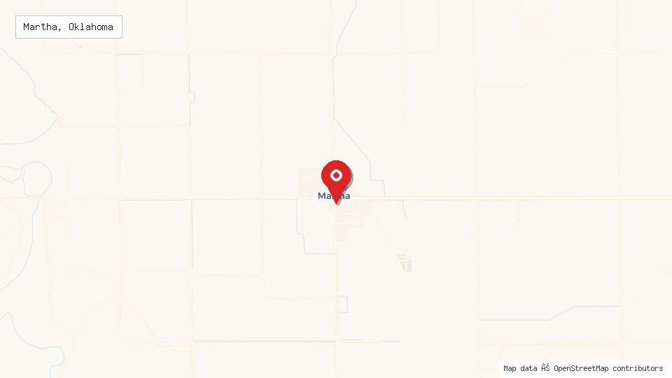 Street map of Martha, Oklahoma with location pin