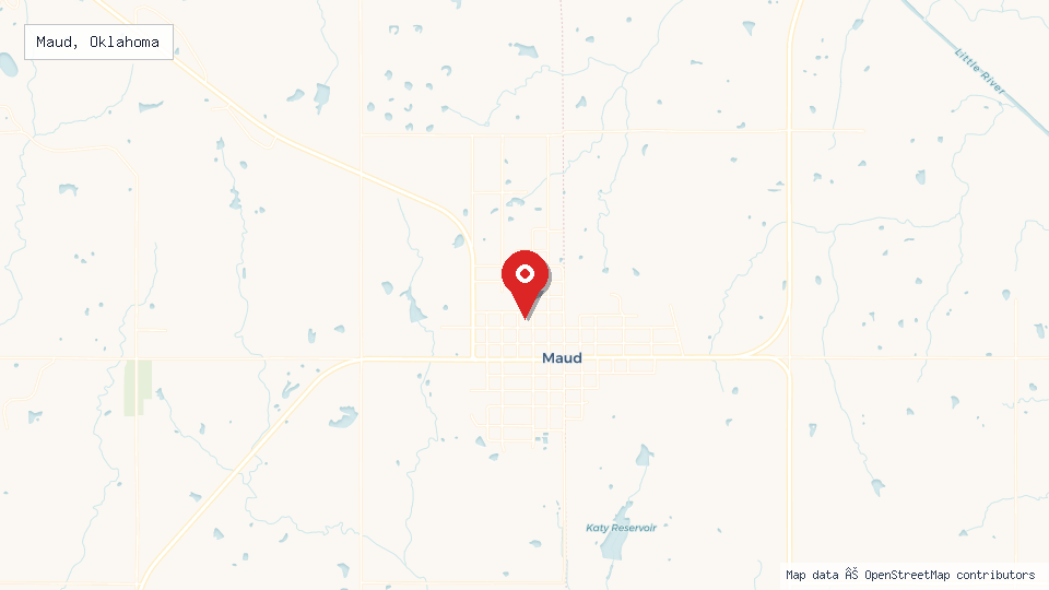 Street map of Maud, Oklahoma with location pin