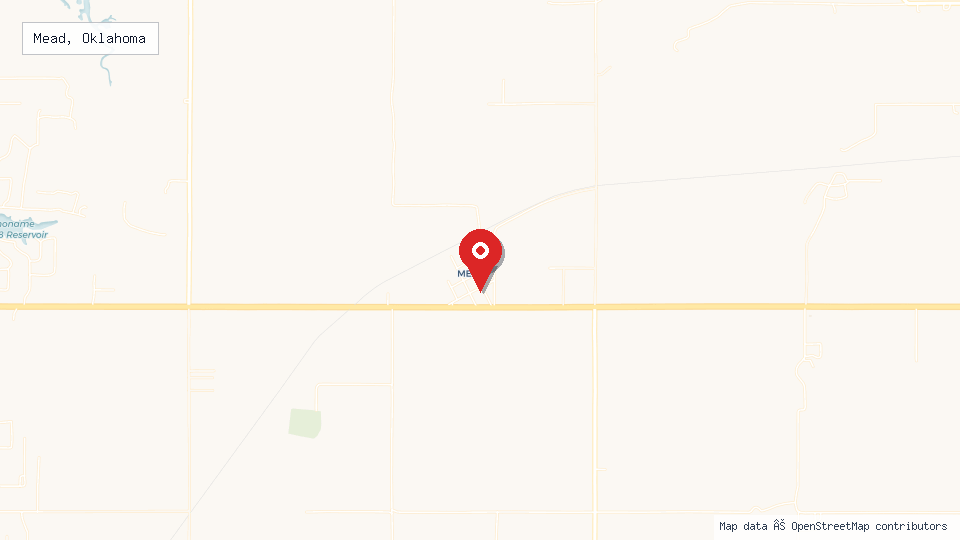 Street map of Mead, Oklahoma with location pin