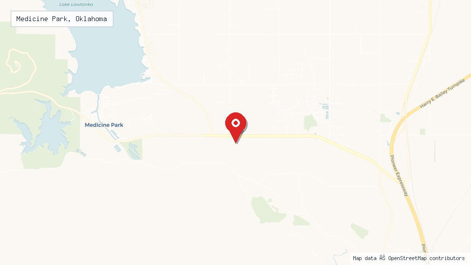 Street map of Medicine Park, Oklahoma with location pin
