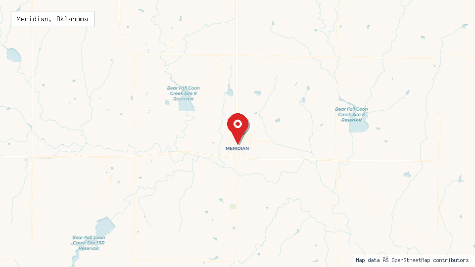 Street map of Meridian, Oklahoma with location pin