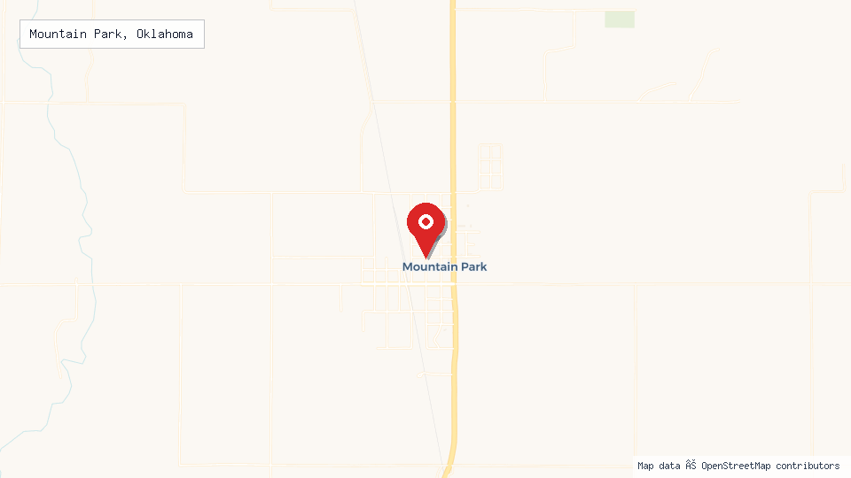 Street map of Mountain Park, Oklahoma with location pin