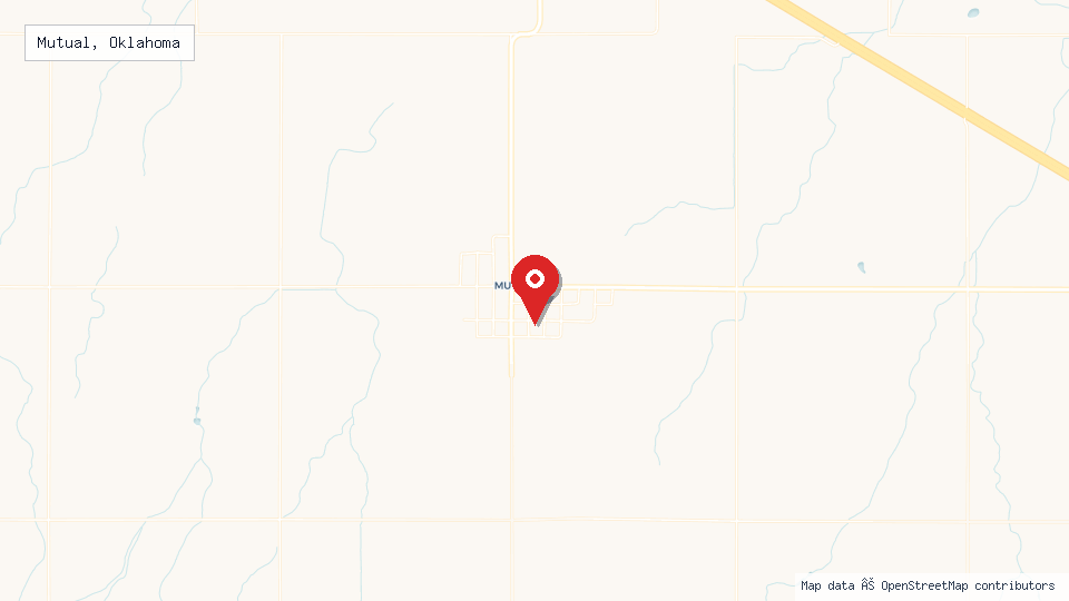 Street map of Mutual, Oklahoma with location pin