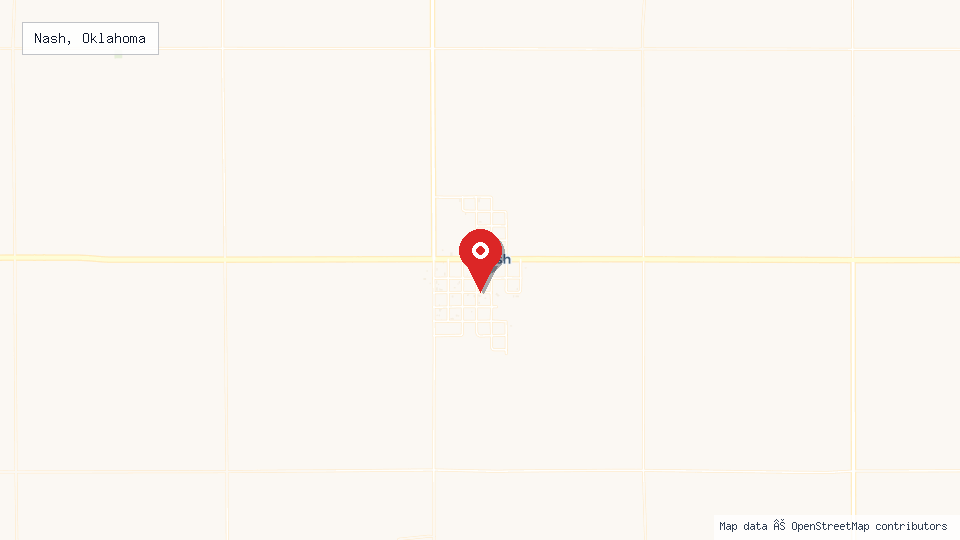 Street map of Nash, Oklahoma with location pin