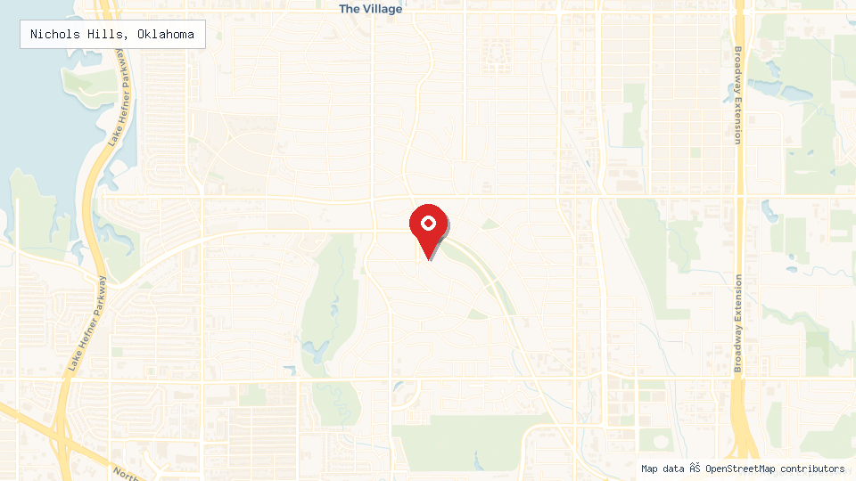 Street map of Nichols Hills, Oklahoma with location pin