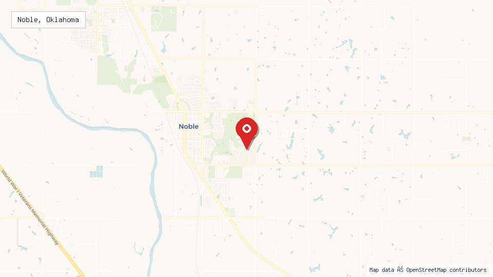 Street map of Noble, Oklahoma with location pin