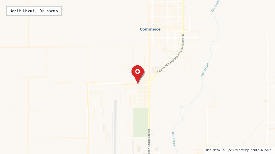 Street map of North Miami, Oklahoma with location pin