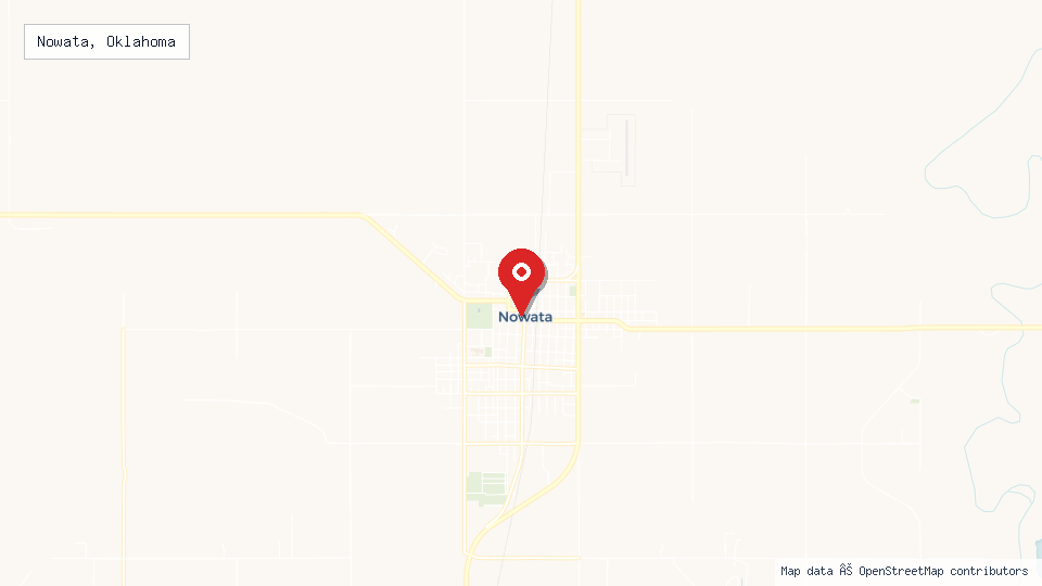 Street map of Nowata, Oklahoma with location pin