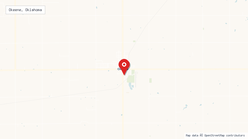 Street map of Okeene, Oklahoma with location pin