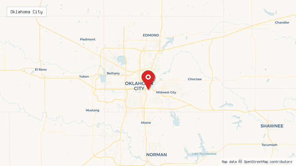 Street map of Oklahoma City with location pin
